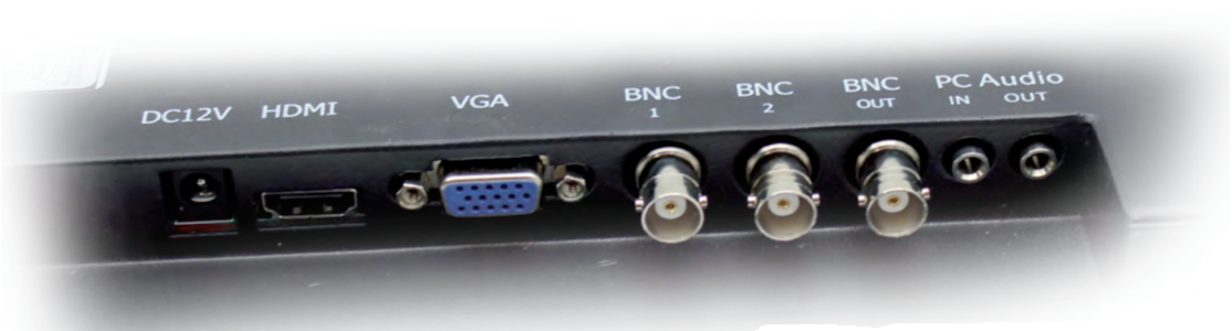 Moniteur video surveillance BNC châssis métal - connectiques