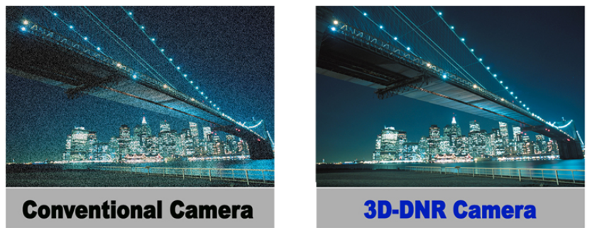 caractéristiques techniques d'une caméra - Image comparative 3D-DNR (3 dimension - Digital Noise Reduction)