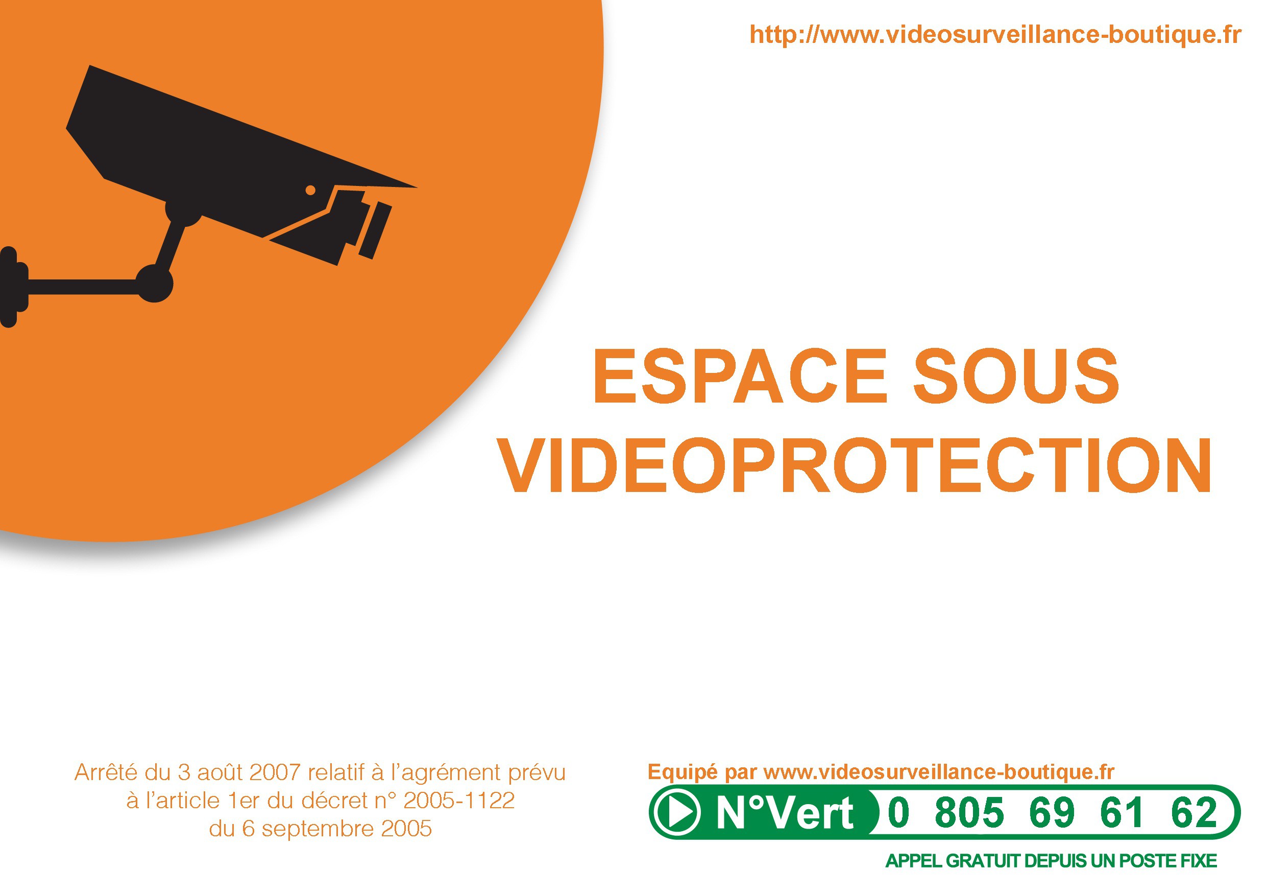 Panneau Espace sous vidéo surveillance - signalétique vidéo survei